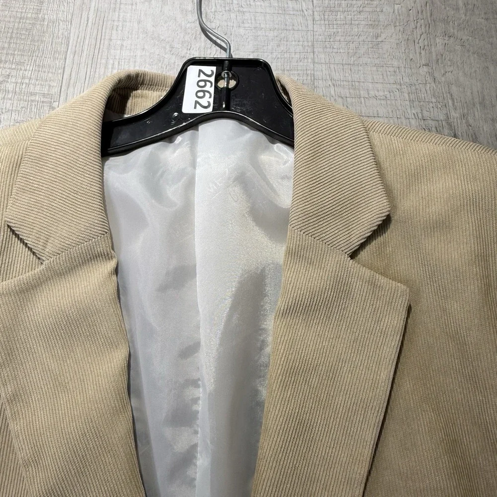 Meztizos Embroiled Corduroy Blazer Men's‎ 40 Tan Cotton Polyester Blend USA READ